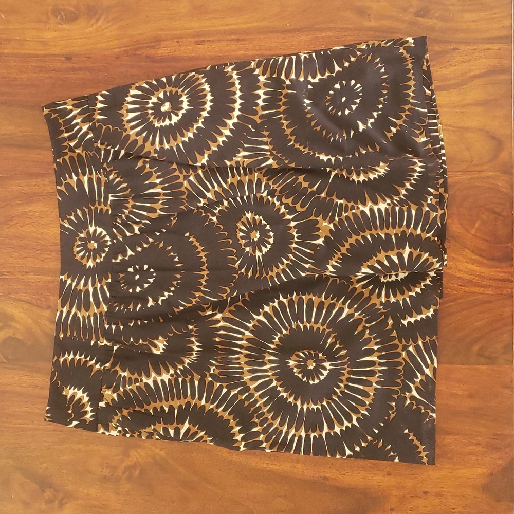 LIZ & CO Black Brown Spiral Burst A Line Cotton Skirt Boho Size 14 - Picture 4 of 11